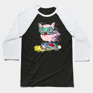 Owl with Skateboard Baseball T-Shirt